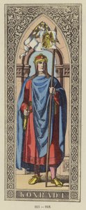 Konrad I, 911-918 (färgad gravyr) av German School