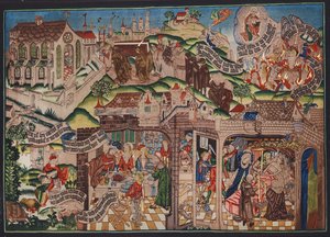 Lazarus-gobeläng, Basel, ca 1500 (färglitografi) av German School
