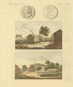 Linnes lägenheter (färgad gravyr) av German School
