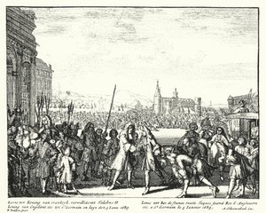 Ludvig XIV av Frankrike välkomnade James II av England i exil av German School