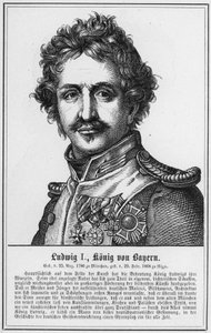 Ludwig I, kung av Bayern (gravyr) av German School
