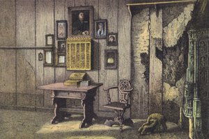 Luthers rum på Wartburg (chromolitho) av German School