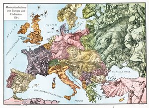 Karta över Europa 1914, utg.1915 (färglitografi) av German School