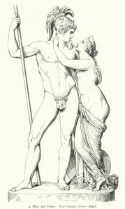 Mars och Venus, marmorskulptur av italiensk nyklassisk skulptör Antonio Canova (gravyr) av German School