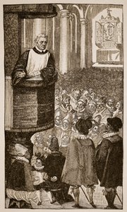 Martin Luther predikar, ca 1517 av German School