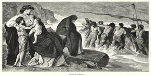 Medeas farväl: scen från Euripides antika grekiska tragedi Medea, baserad på legenden om Medea och Jason (litho) av German School