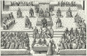 Möte för de franska ständerna i Orleans, januari 1561 (gravyr) av German School