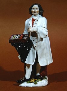 Meissen statyett av en glasögonsäljare (porslin) av German School