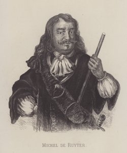 Michiel de Ruyter, holländsk amiral (litho) av German School