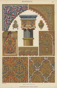 Moresque, arkitektoniska prydnadsföremål (färg litho) av German School