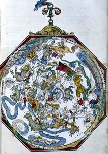 Ms 1517 Stjärnbildernas positioner i den norra himlen, illustration från 