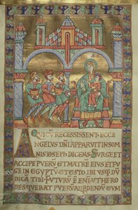 Fru Czart. 1207, IV, fol.V v. Adoration of the Magi, från The Evangeliarium of Plock Cathedral, c.1075 av German School