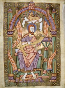 Ms Czart 1207 IV fol CXIXv St. Luke the Evangelist, från The Evangeliarium of the Cathedral of Plock, c.1075 av German School