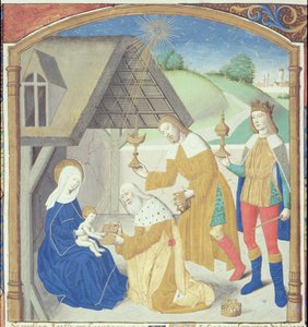 Ms Hunter 36 f.44r Nativity, från Vita Christi, av Ludolf av Sachsen, c.1300-7778 av German School