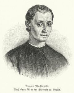 Niccolo Machiavelli, italiensk diplomat, politiker, filosof och författare (litho) av German School