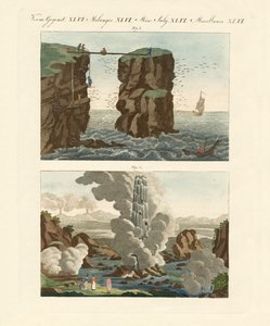 Nordiska kuriosa (färgad gravyr) av German School