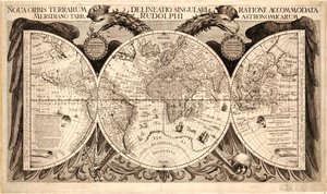 Den nya världen, från "Rudolfinens bord" av Johannes Kepler, 1627-30 av German School