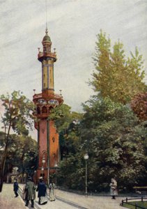 Utsiktstorn, Berlins zoologiska trädgård, Tyskland (färg litho) av German School