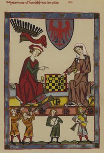 Otto IV, markgreve av Brandenburg och hans hustru, Hedwig av Holstein (färg litho) av German School
