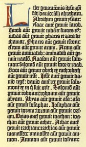 Del av en kolumn i Gutenbergs bibel av German School