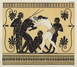 Peleus och Atalanta brottning av German School