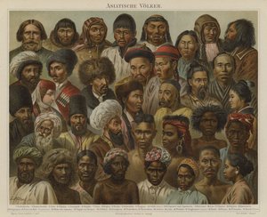 Asiens folk (färg litho) av German School