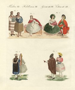 Peruanska klänningar (färgad gravyr) av German School