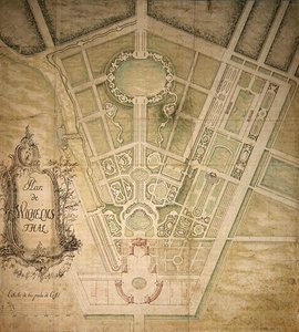 Plan av Wilhelmsthal (penna, bläck och akvarell på papper) av German School