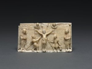 Plaque from a Portable Altar: The Crucifixion, Lower Rhine Valley, 1050-1100 av German School