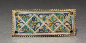 Plaque from a Reliquary Shrine, c.1170 (förgylld koppar, champlevé & cloisonnéemalj) av German School