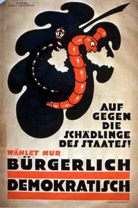 Politisk affisch för Folkets demokratiska parti (färg litho) av German School