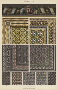 Pompeianska, mosaikgolv (färg litho) av German School