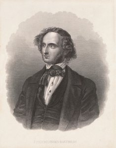 Porträtt av Felix Mendelssohn (1809-47) av German School