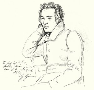 Porträtt av tysk poet och författare Heinrich Heine som ung man (gravyr) av German School