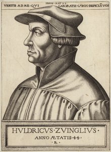 Porträtt av Huldrych Zwingli av German School