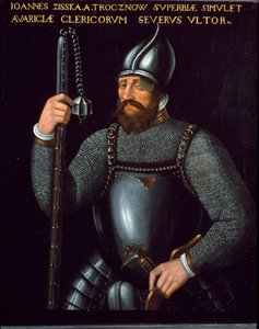 Porträtt av Jan Zizka, hussiternas krigschef, 1500-talet (målning) av German School