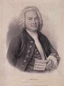 Porträtt av Johann Sebastian Bach (1685-1750) graverad av F.G. Schlick, 1840 av German School