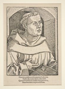 Porträtt av Martin Luther (träsnitt) av German School