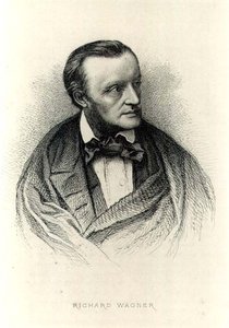 Porträtt av Richard Wagner (1813-83) tysk kompositör (gravyr) (s/v foto) av German School