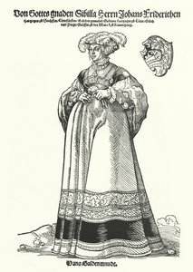 Porträtt av Sibylle, hertiginna av Sachsen (gravyr) av German School