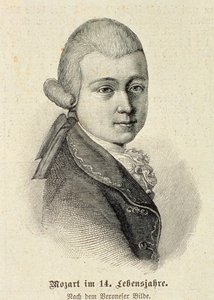 Porträtt av Wolfgang Amadeus Mozart (1756-91) av German School