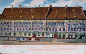Vykort föreställande Fuggerhaus, Augsburg av German School