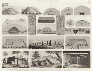 Förhistoriska gravkammare. Illustration för Bilder-Atlas (gravyr) av German School