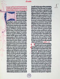 Prolog of the Gutenberg Bible, tryckt av Johannes Gutenberg (ca 1400-68) & Peter Schoeffer (1425-1502) i Mainz, 1454-56 (tryckt papper) av German School
