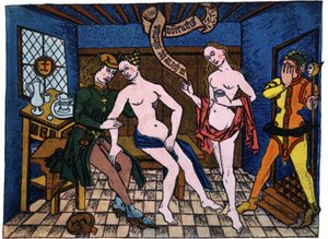 Prostitution på 1400-talet (gravyr) av German School