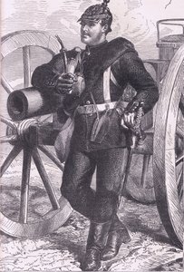 Preussisk artillerist, Cassells historia om kriget mellan Frankrike och Tyskland publicerad av Cassell and Company Limited, ca 1890 (litho) av German School