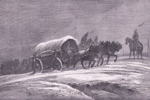 Preussisk fältpost i snön, Cassells historia om kriget mellan Frankrike och Tyskland publicerad av Cassell and Company Limited, ca 1890 (litho) av German School