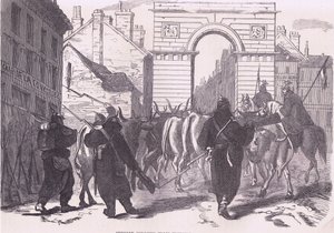 Preussiska födosökande trupper som tar in boskap, Cassells historia om kriget mellan Frankrike och Tyskland publicerad av Cassell and Company Limited, ca 1890 (litho) av German School