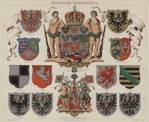 Preussiska provinsvapen (färg litho) av German School