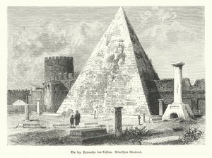 Pyramid of Cestius, grav av Gaius Cestius, Rom, byggd c12 BC (gravyr) av German School